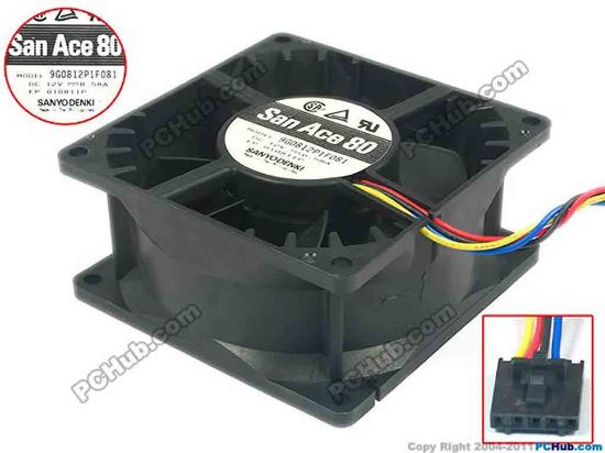 125395 Sanyo Denki 9G0812P1F081 Server - Square Fan 4-wire, 12V 0.58A Sanyo Denki 9G0812P1F081 Server - Square Fan 