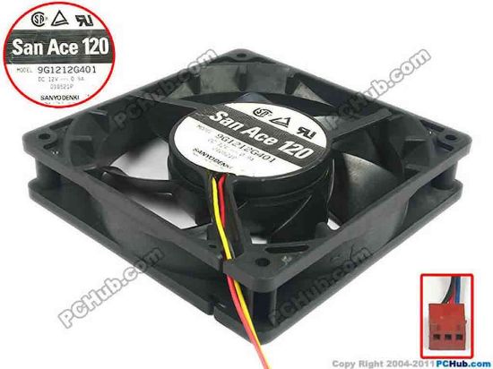 125405 Sanyo Denki 9G1212G401 Server - Square Fan sq120x120x25, 3-wire, 12V 0.9A Sanyo Denki 9G1212G401 Server - Square Fan 