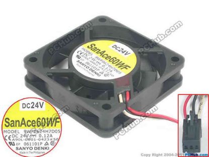 125447 Sanyo Denki 9WF0624H7D05 Server - Square Fan sq60x60x15, 3-wire, 24V 0.12A Sanyo Denki 9WF0624H7D05 Server - Square Fan 