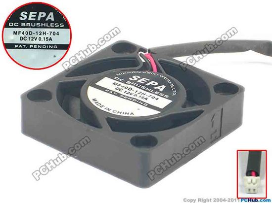 125460 SEPA MF40D-12H-704 Server - Square Fan sq40x40x10, 2-wire, 12V 0.15A SEPA MF40D-12H-704 Server - Square Fan