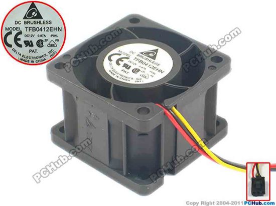 126222 Delta Electronics TFB0412EHN Server - Square Fan -P04L, q40x40x28, w130x3x3, 12V 0.87A Delta Electronics TFB0412EHN Server - Square Fan 