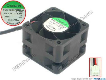 126357 SUNON PMD1204PQB2-A Server - Square Fan (2).GN, sq40x40x28, w200x2x2, 12V 2.6W SUNON PMD1204PQB2-A Server - Square Fan 