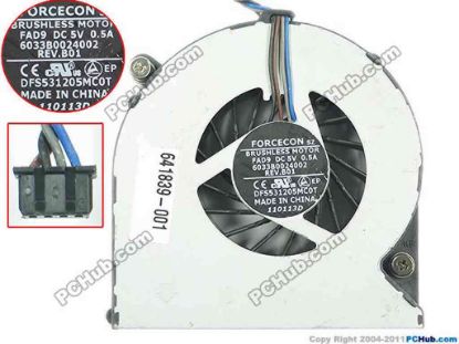 127390 Forcecon DFS531205MC0T Cooling Fan  FAD9, w30x4x4, 5V 0.5A, Bare fan Forcecon DFS531205MC0T Cooling Fan  