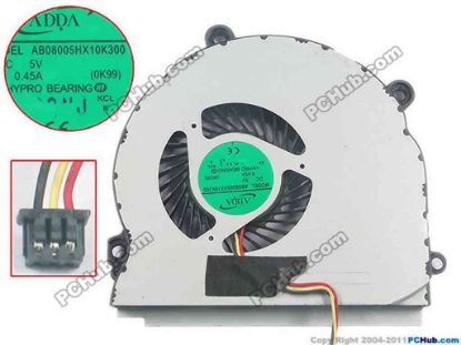 127428 ADDA AB08005HX10K300 Cooling Fan  (0K99), w10x3x3, 5V 0.45A, Bare fan ADDA AB08005HX10K300 Cooling Fan  