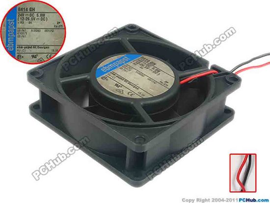 127432 ebm-papst 8414 GH Server - Square Fan 8414GH, sq80x80x25, 2-wire, 24V 5.8W ebm-papst 8414 GH Server - Square Fan 