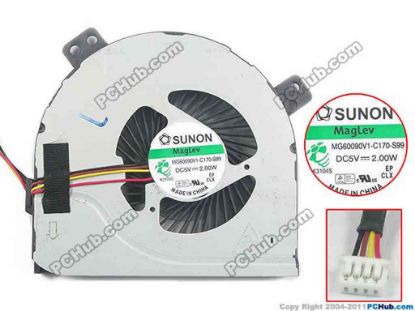 127448 SUNON MG60090V1-C170-S99 Cooling Fan  w30x3x3, 5V, Bare fan SUNON MG60090V1-C170-S99 Cooling Fan  