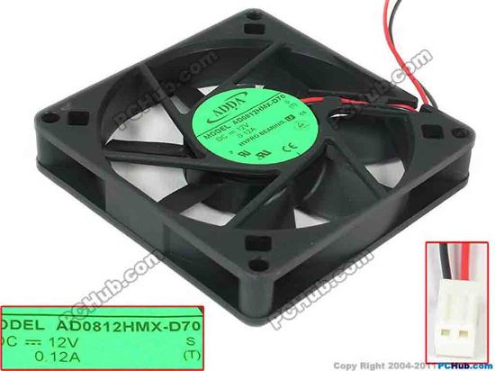 127478 ADDA AD0812MX-D70 Server - Square Fan sq80x80x15, 2-wire, 12V 0.12A ADDA AD0812MX-D70 Server - Square Fan 