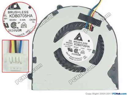 127554 Delta Electronics KDB0705HA Cooling Fan  -CK2W, w20x4x4, 5V 0.40A, Bare fan Delta Electronics KDB0705HA Cooling Fan  