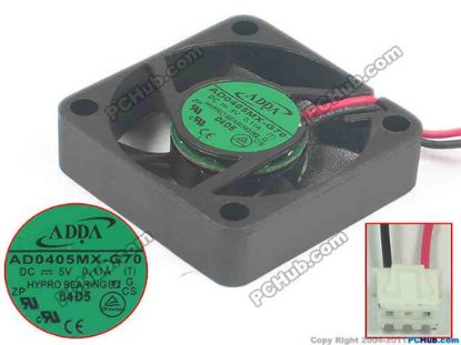 127592 ADDA AD0405MX-G70 Server - Square Fan T, sq40x40x10, 2-wire, 5V 0.11A ADDA AD0405MX-G70 Server - Square Fan 