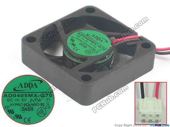 127592 ADDA AD0405MX-G70 Server - Square Fan T, sq40x40x10, 2-wire, 5V 0.11A ADDA AD0405MX-G70 Server - Square Fan 