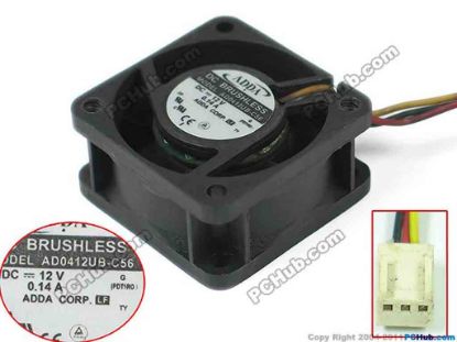 127593 ADDA AD0412UB-C56 Server - Square Fan G, PDT1R8, sq40x40x20, 3-wire, 12V 0.14A ADDA AD0412UB-C56 Server - Square Fan 