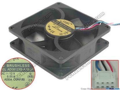 127623 ADDA AD0812XB-A7BGP Server - Square Fan G, sq80x80x25, 4-wire, 12V 0.55A ADDA AD0812XB-A7BGP Server - Square Fan 