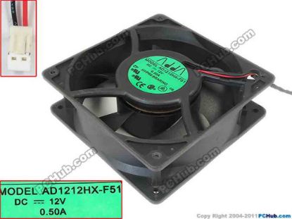 127637 ADDA AD1212HX-F51 Server - Square Fan CS, sq120x120x38, 2-wire, 12V 0.50A ADDA AD1212HX-F51 Server - Square Fan 