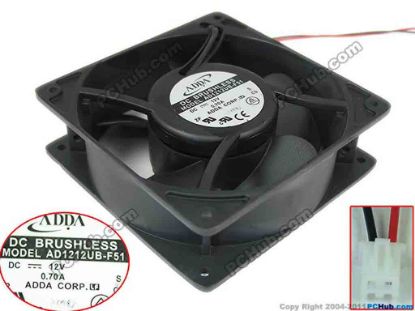 127639 ADDA AD1212UB-F51 Server - Square Fan G, N, sq120x120x38, 2-wire, 12V 0.70A ADDA AD1212UB-F51 Server - Square Fan 