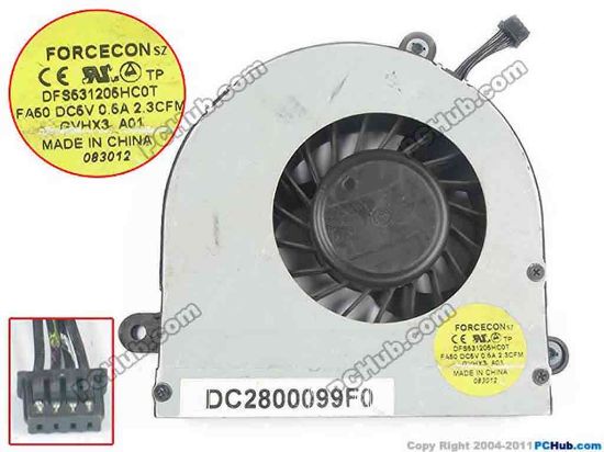 127755 Forcecon DFS531205HC0T Cooling Fan  FA50, w5x4x4, 5V 0.5A, Bare fan Forcecon DFS531205HC0T Cooling Fan  