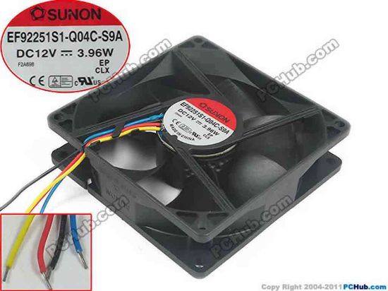 127853 SUNON EF92251S1-Q04C-S9A Server - Square Fan sq90x90x25, 4-wire, 12V3.96W SUNON EF92251S1-Q04C-S9A Server - Square Fan 