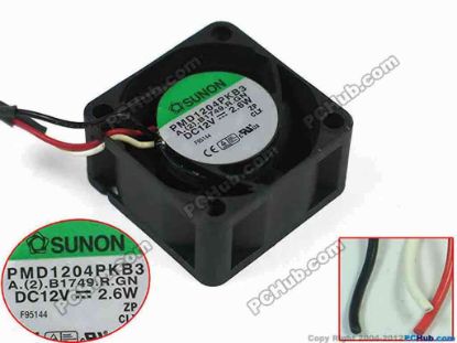 128013 SUNON PMD1204PKB3 Server - Square Fan A.2.B1749.R.GN, DC 12V 2.6W, 40x40x20mm SUNON PMD1204PKB3 Server - Square Fan 
