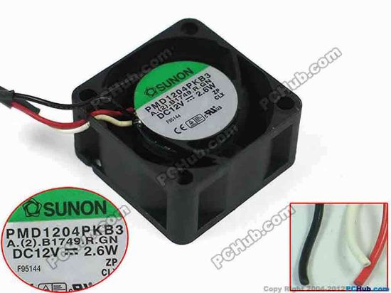 128013 SUNON PMD1204PKB3 Server - Square Fan A.2.B1749.R.GN, DC 12V 2.6W, 40x40x20mm SUNON PMD1204PKB3 Server - Square Fan 