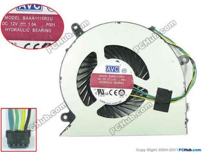 128131 AVC BAAA1115R2U Cooling Fan  P001, w30x4x4, 12V 0.1A, Bare fan AVC BAAA1115R2U Cooling Fan  