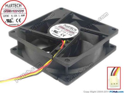 128156 MARTECH DF0802512SEDN Server - Square Fan sq80x80x25, w230x3x3, 12V 0.12A MARTECH DF0802512SEDN Server - Square Fan 
