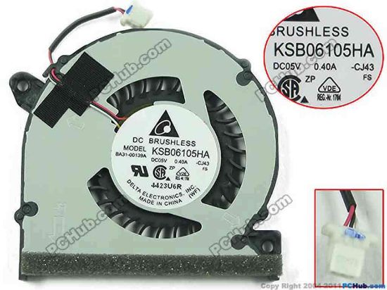 128194 Delta Electronics KSB06105HA Cooling Fan  -GJ43, w20x3x3, 5V 0.40A, Bare fan Delta Electronics KSB06105HA Cooling Fan  