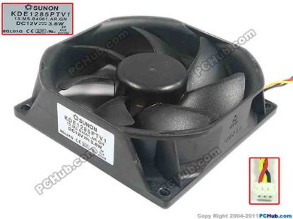 128195 SUNON KDE1285PTV1 Server - Square Fan 13.MS.B4061.AR.GN, sq85x85x25, w55x3x3, 12V 3.6W SUNON KDE1285PTV1 Server - Square Fan 