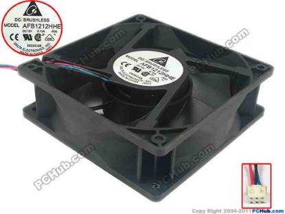 128216 Delta Electronics AFB1212HHE Server - Square Fan -R00, sq120x120x38, w200x3x3, 12V 0.70A Delta Electronics AFB1212HHE Server - Square Fan 