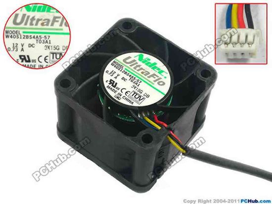 128371 Nidec W40S12BS4A5-57 Server - Square Fan T03A1, sq40x40x28, w230x4x4, 12V 0.73A Nidec W40S12BS4A5-57 Server - Square Fan 