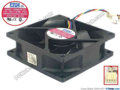 128616 AVC DS08025R12U Server - Square Fan P197, sq80x80x25, w90x4x4, 12V 0.7A AVC DS08025R12U Server - Square Fan 