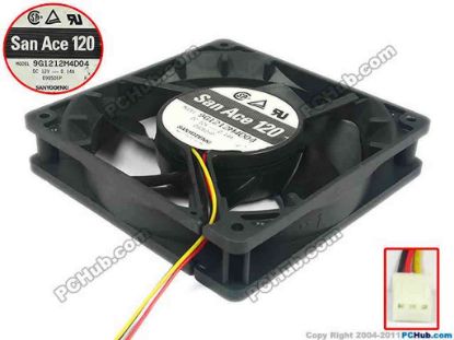 128618 Sanyo Denki 9G1212M4D04 Server - Square Fan sq120x120x25, w130x3x3, 12V 0.14A Sanyo Denki 9G1212M4D04 Server - Square Fan 