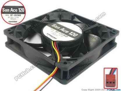 128672 Sanyo Denki XF-22360 Server - Square Fan sq120x120x25, w340x3x3, 12V 0.9A Sanyo Denki XF-22360 Server - Square Fan 