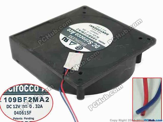 128828 Sanyo Denki 109BF12MA2  Server - Square Fan sq120x120x32, 2-wire, 12V 0.32A Sanyo Denki 109BF12MA2  Server - Square Fan 