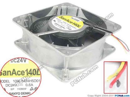 128843 Sanyo Denki 109L1424H5D01  Server - Square Fan DC 24V 0.60A, 140X140X51mm, 3-wire Sanyo Denki 109L1424H5D01  Server - Square Fan 