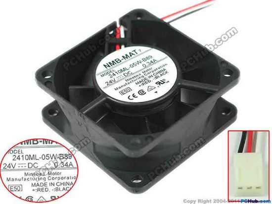 128951 NMB-MAT / Minebea 2410ML-05W-B89 Server - Square Fan sq60x60x25, 3-wire, 24V 0.34A NMB-MAT / Minebea 2410ML-05W-B89 Server - Square Fan 