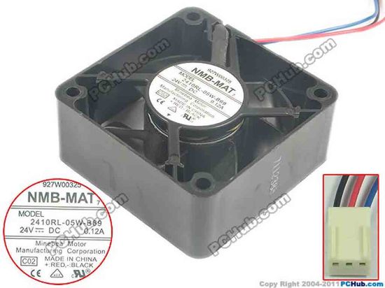 128955 NMB-MAT / Minebea 2410RL-05W-B69 Server - Square Fan sq60x6025, 3-wire, 24V 0.12A NMB-MAT / Minebea 2410RL-05W-B69 Server - Square Fan 