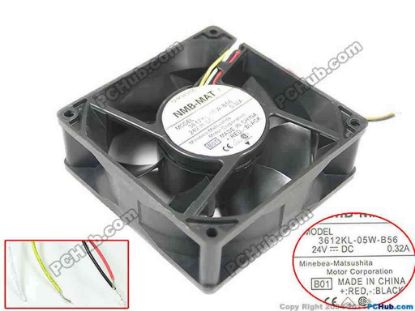 128989 NMB-MAT / Minebea 3612KL-05W-B56 Server - Square Fan sq90x90x32, 3-wire, 24V 0.32A NMB-MAT / Minebea 3612KL-05W-B56 Server - Square Fan 