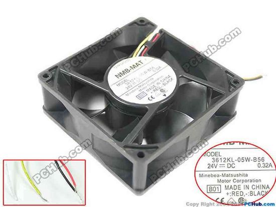 128989 NMB-MAT / Minebea 3612KL-05W-B56 Server - Square Fan sq90x90x32, 3-wire, 24V 0.32A NMB-MAT / Minebea 3612KL-05W-B56 Server - Square Fan 