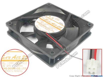 129092 Sanyo Denki 109P1224M402 Server - Square Fan sq120x120x25, 2-wire, 24V 0.09A Sanyo Denki 109P1224M402 Server - Square Fan