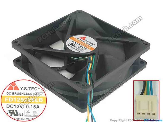 129183 Y.S TECH FD129225LB Server - Square Fan sq92x92x25, 4-wire, 12V 0.15A Y.S TECH FD129225LB Server - Square Fan 