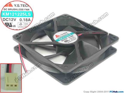 129197 Y.S TECH KM121225LS Server - Square Fan sq120x120x25, 2-wire, 12V 0.18A Y.S TECH KM121225LS Server - Square Fan 