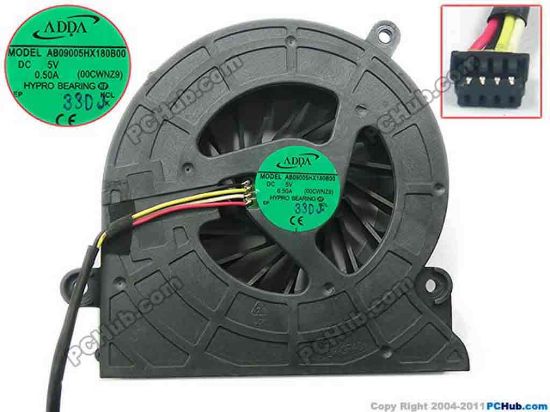 129369 ADDA AB09005HX180B00 Cooling Fan  00CWNZ9, DC5V 0.40A, Bare fan ADDA AB09005HX180B00 Cooling Fan  