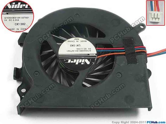 129409 Nidec G70X05MS1AH-52T021 Cooling Fan  DC5V 0.24A, Bare fan Nidec G70X05MS1AH-52T021 Cooling Fan  