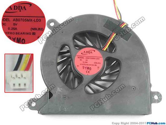 129833 ADDA AB0705MX-LD3 Cooling Fan  NBLB2 DC5V 0.25A, Bare fan ADDA AB0705MX-LD3 Cooling Fan  