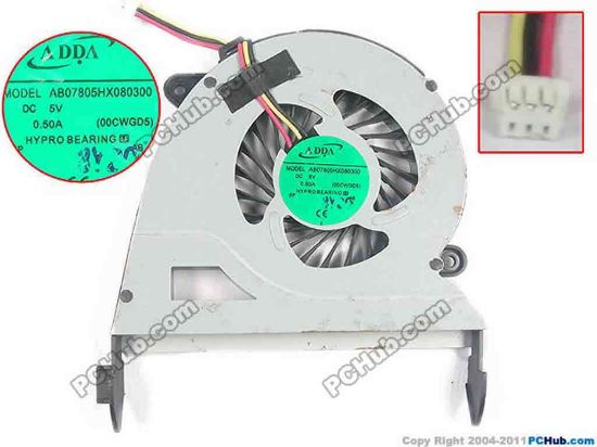 129834 ADDA AB07805HX080300 Cooling Fan  00CWGD5 DC5V 0.50A, Bare fan ADDA AB07805HX080300 Cooling Fan  