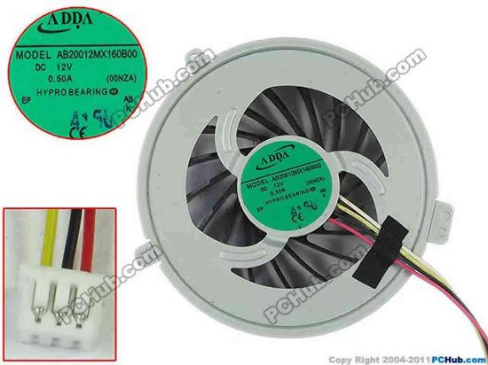 129838 ADDA AB20012MX160B00 Cooling Fan  00NZA, DC12V 0.50A, Bare fan, 70x70x15mm ADDA AB20012MX160B00 Cooling Fan  