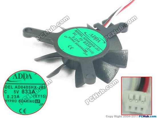 129839 ADDA AD0405HX-J93 Cooling Fan  XY15 DC5V 0.23A, Bare fan ADDA AD0405HX-J93 Cooling Fan