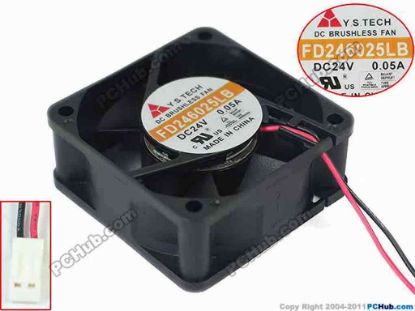 129882 Y.S TECH FD246025LB Server - Square Fan sq60x60x25, 2-wire, 24V 0.05A Y.S TECH FD246025LB Server - Square Fan 