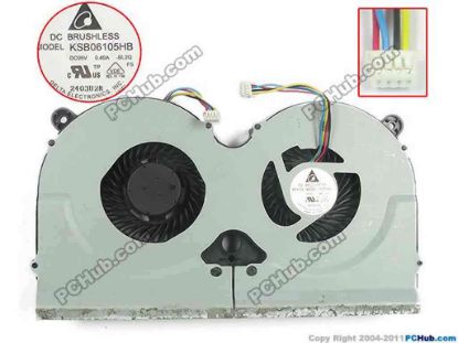 129894 Delta Electronics KSB06105HB Cooling Fan  -BL2Q, DC5V 0.40A, Bare fan, 2 fan Delta Electronics KSB06105HB Cooling Fan