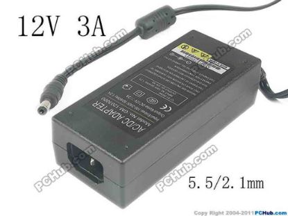 129933 PCH OEM Power AC Adapter - Compatible GM-1203000, 12V 3A, 5.5/2.1mm, C14, New PCH OEM Power AC Adapter - Compatible 