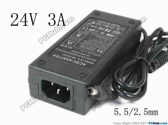129943 PCH OEM Power AC Adapter - Compatible HR-092403, 24V 3A, 5.5/2.5mm, C14, New PCH OEM Power AC Adapter - Compatible